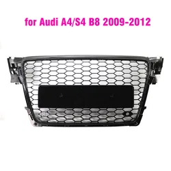 Gloss Black Front Bumper Kidney Grill Grilles Hex Mesh Honeycomb for Audi A4 S4 RS4 B8 2009 2010 2011 2012 styling