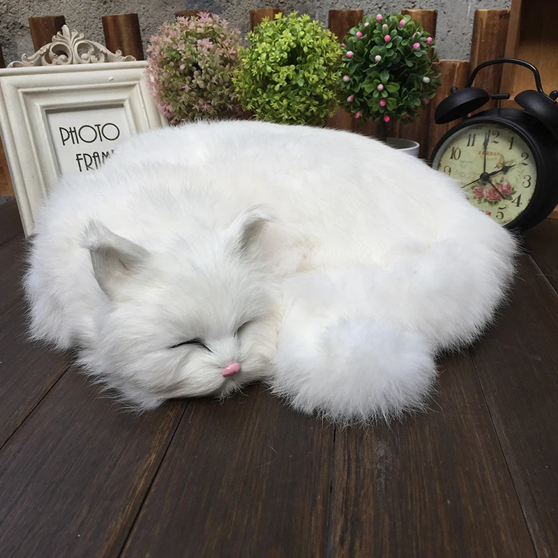 simulation animal sleeping cat model decoration home plush toy doll creative birthday gift 29X31X10cm Fur+Plastic Mold DY80048