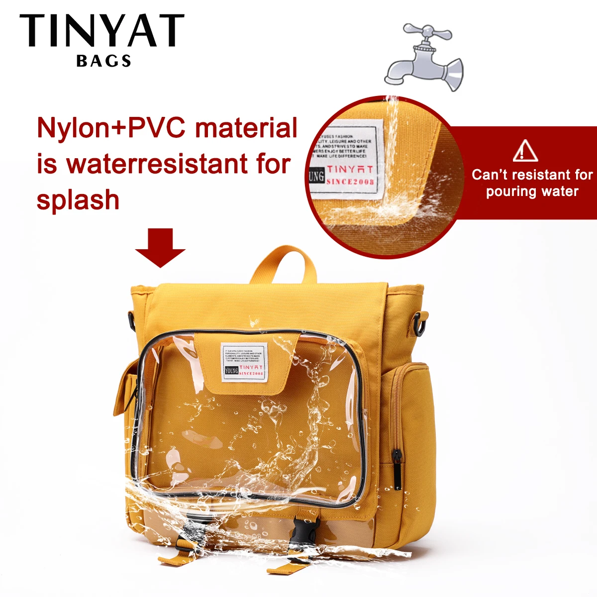 TINYAT Korean Girl Backpack For Women Waterproof Fashion Transparent Backpack PVC School Bag Tote For Tennage Shoulder Doll Bag