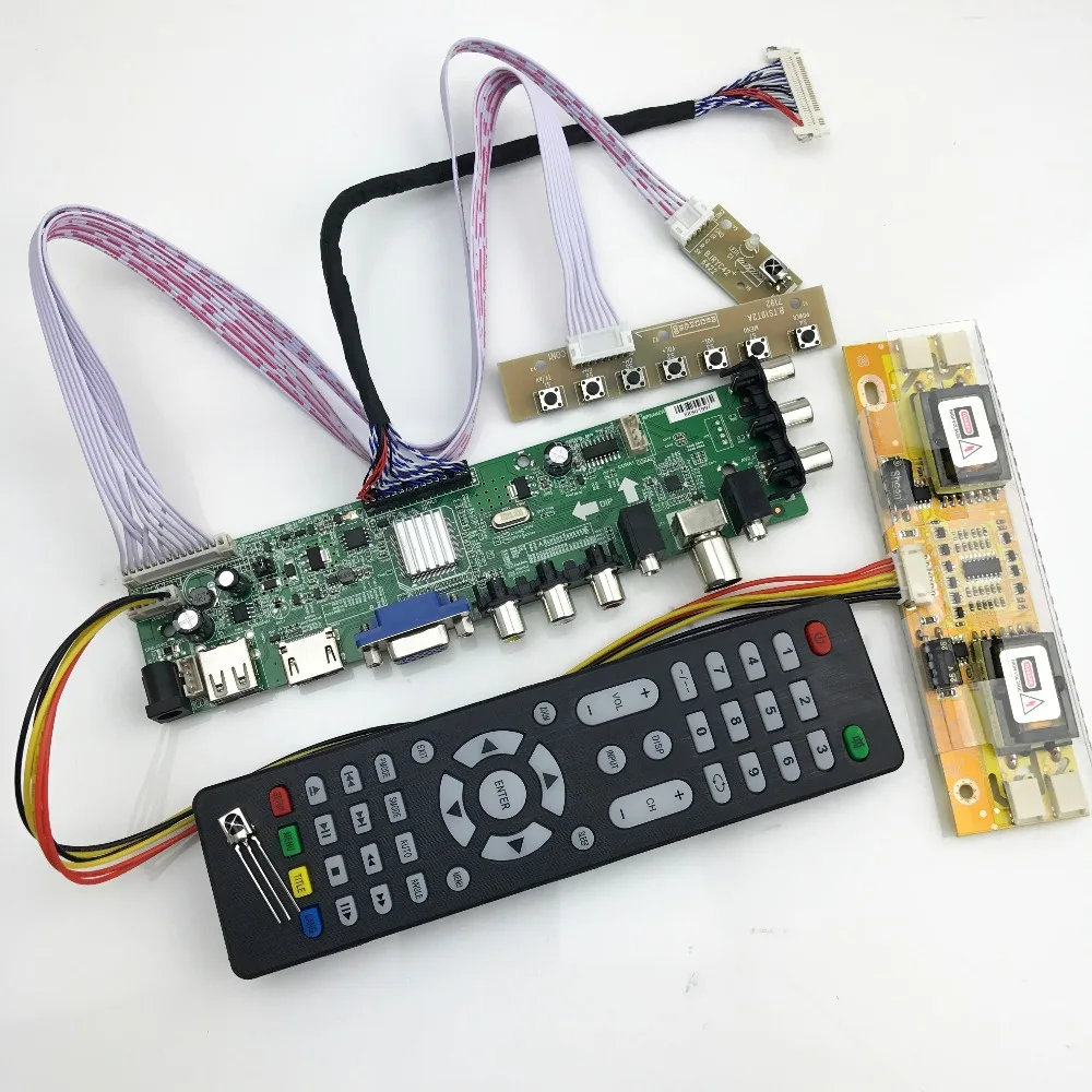 D3663LUA digital TV board DVB-T2/T/C Universal LCD LED TV Controller Driver Board with cable inverter