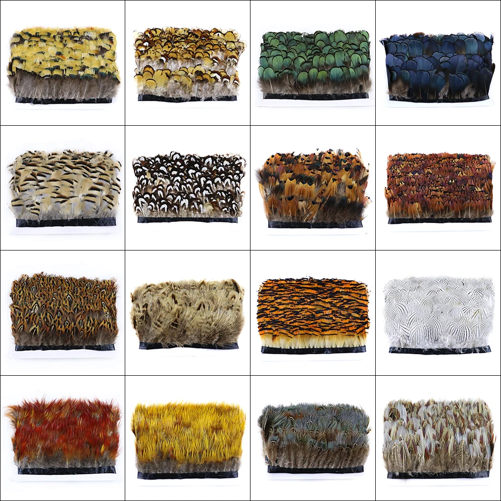 

WCFeatherS Wholeslae Natural Color Peacock Pheasant Chicken feather Trim Width 5-8cm Ribbon Dress Decorative Sewing Crafts