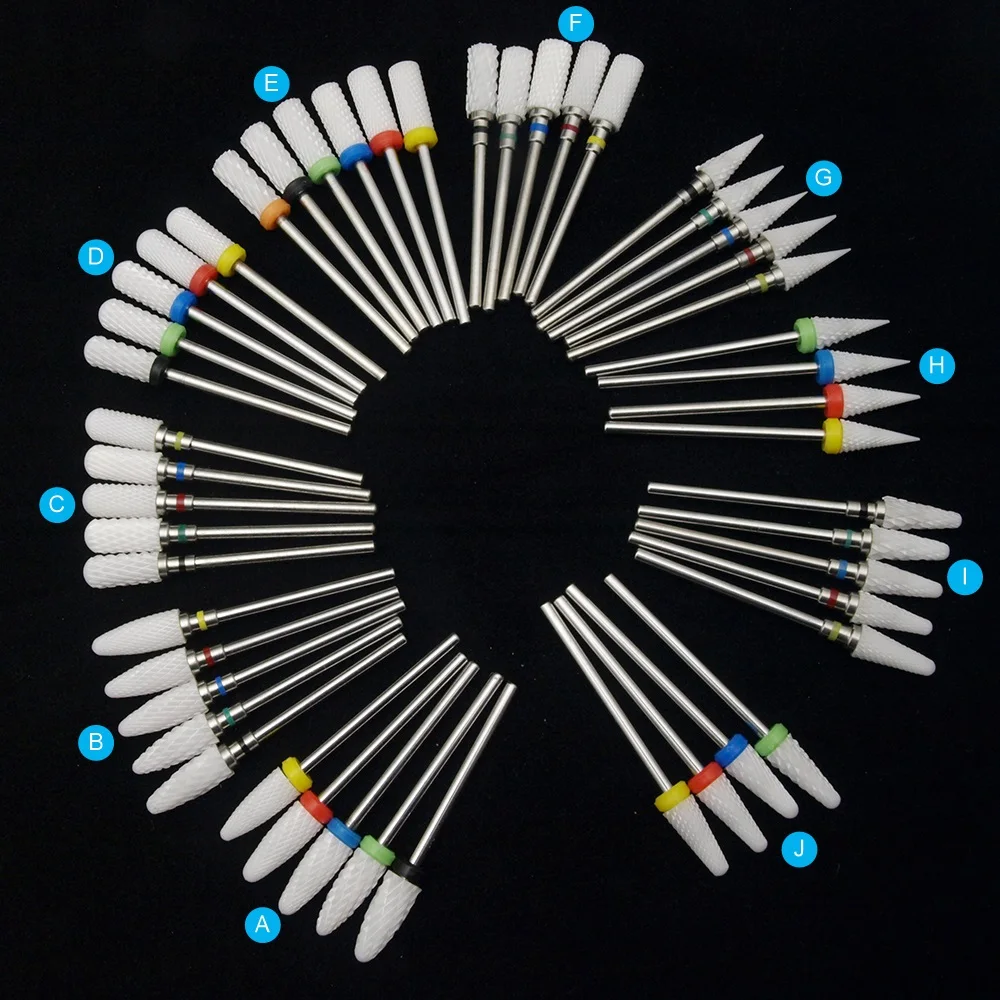 Brocas de cerámica de carburo para uñas, brocas para cortaúñas de fresado giratorio, máquina de perforación eléctrica para herramientas de manicura