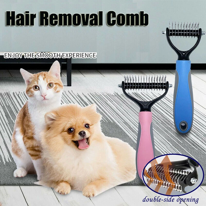 

Hair Removal Comb for Dogs Cat Detangler Fur Trimming Dematting Deshedding Brush Grooming Tool For matted Long Hair Curly Pet