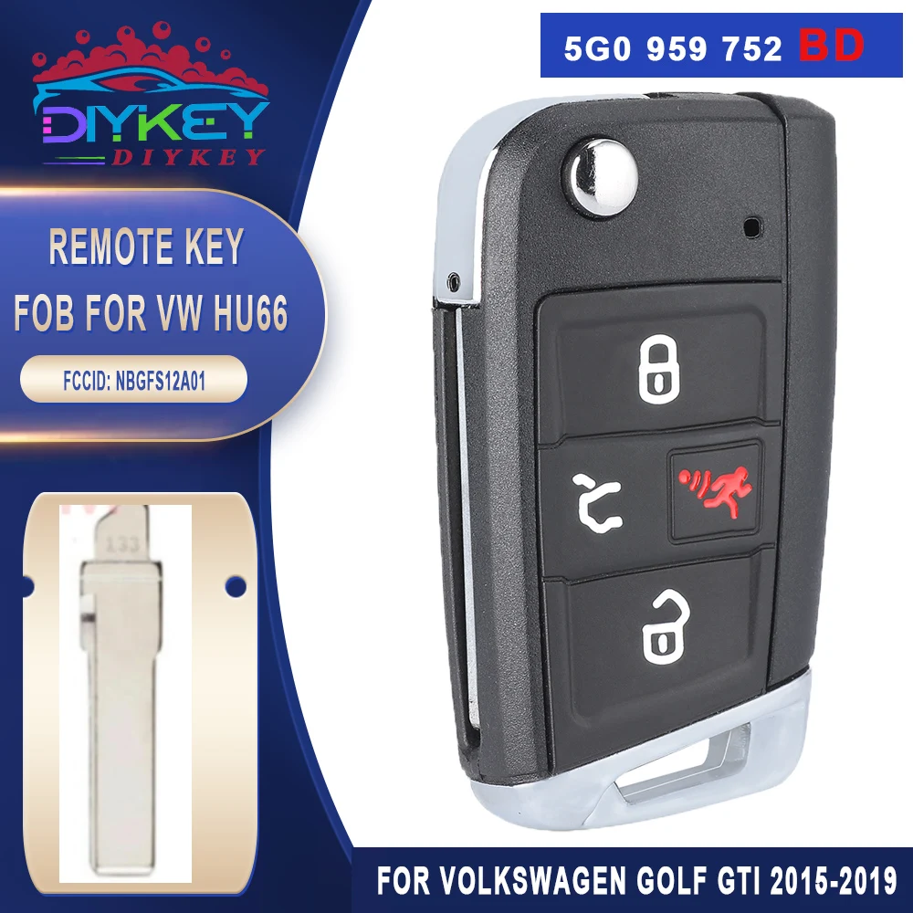 

DIYKEY 5G6 959 752 BM 5G0 959 752 BD MQB48 Chip 315MHz For VW Golf GTI Jetta Tiguan 2015 2016 2017 2018 2019 Smart Key Remote