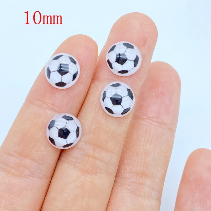 60 sztuk/partia 10mm Kawaii akrylowe Mini piłka nożna Flatback Cabochons dla włosów łuk centra DIY Scrapbooking Decor L40 — zdjęcie 3