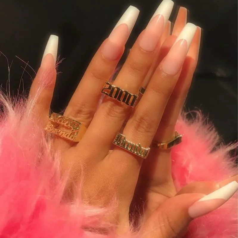 Custom New Personality Hip Hop Women Ring   Personalized Men Punk Letter Name Ring Stainless Steel Jewelry Gift For Men Women