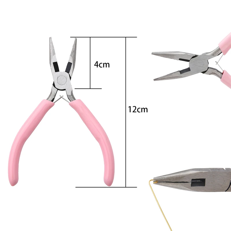 Schattig roze kleur handvat antislip splitsen en bevestigen sieraden tangen gereedschap en uitrusting kit voor doe-het-zelf sieraden maken handwerken
