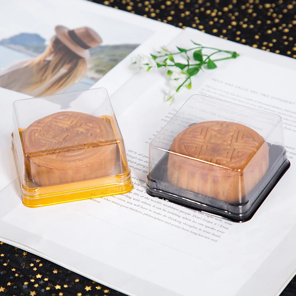 50pcs Packing Boxes Transparent Plastic Cake Boxes Non Food Grade Environmental Dessert Packaging