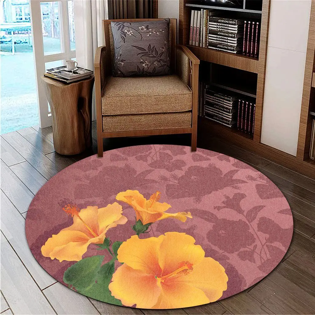 

Hawail Hibiscus Pattern Round Carpet 3D Printed Rug Non-slip Mat Dining Room Living Room Soft Bedroom Carpet