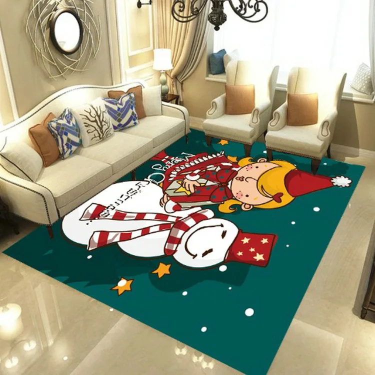 Merry Christmas Carpets Soft Flannel 3D Printed Rugs Mat Rugs Anti-slip Large Rug Carpet Home Decoration Style-5