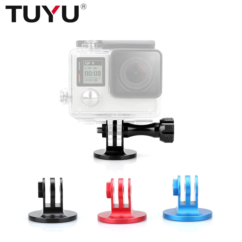 TUYU CNC Aluminum Alloy Tripod Adapter for Gopro Hero 9 8 7 6 5 4 Mount Yi 4K SJCAM EKEN for Insta360 One R X Camera Accessories