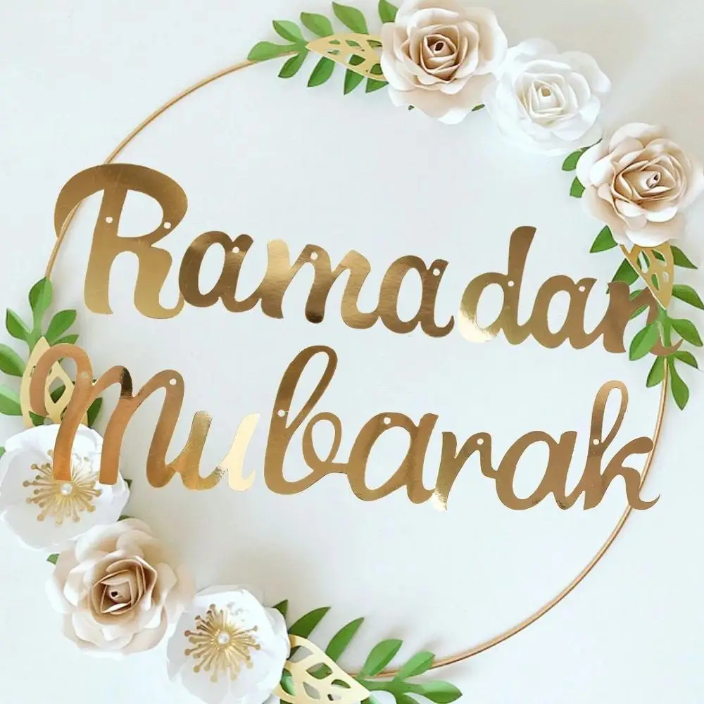 EID Mubarak Decoration Iron Metal Ring Wreath Garland Hoop Islamic Muslim Ramadan Kareem Party Decoration Wedding Home Decor