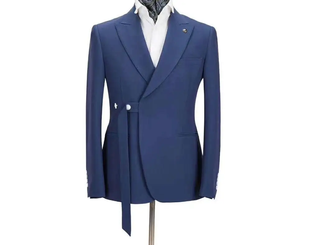

Blue men suits customized personality slim bridegroom wedding suit for man business party dance focus suit 2-piece jacket pants