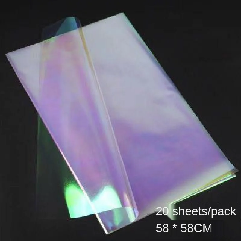 60cm Iridescent Flower Bouquet Wrapping Cellophane Rainbow Film Valentines Day Gift Packaging Birthday Wedding Party Decorations