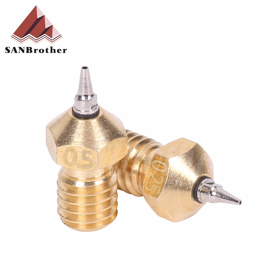 M6 V5 V6 Nozzle Airbrush Adapter Set 3D Printer Parts 0.2/0.3/0.4/0.5mm Removable Stainless Steel Tips For E3D V6 Hotend 1.75mm