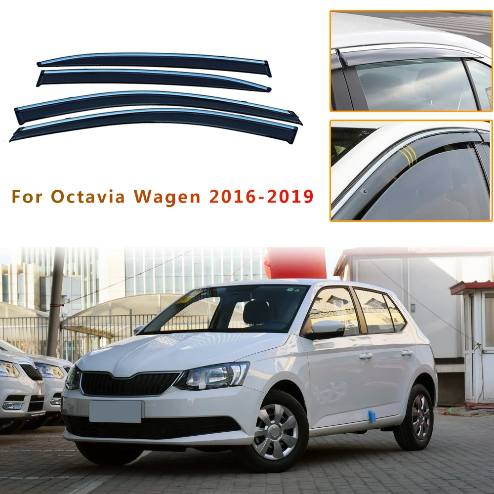 

For Skoda Octavia Combi 2016 2017 2018 ABS Car Smoke Window Sun Rain Exterior Visor Deflector Guard Styling Accessories