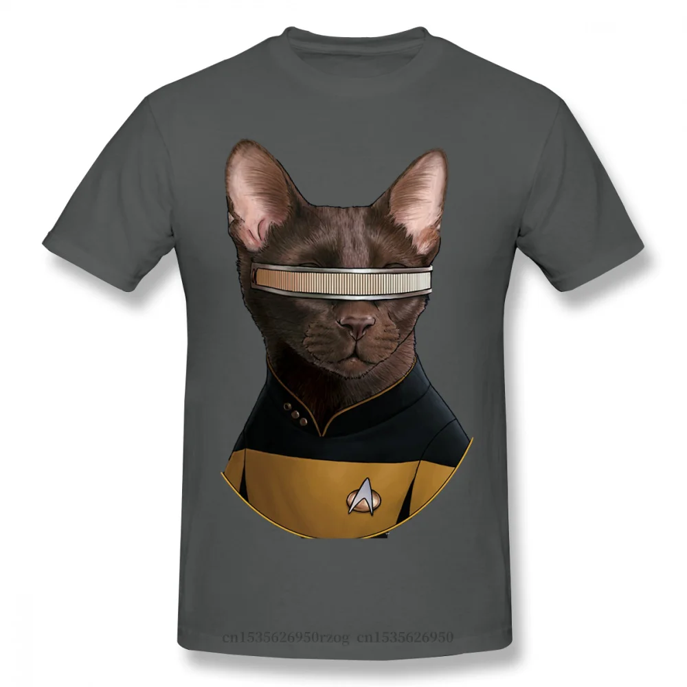 LaForge Cat Formation Comfort Clothes Fashion Design Stars Treke Science FictionTV Series Cotton Men T-Shirt