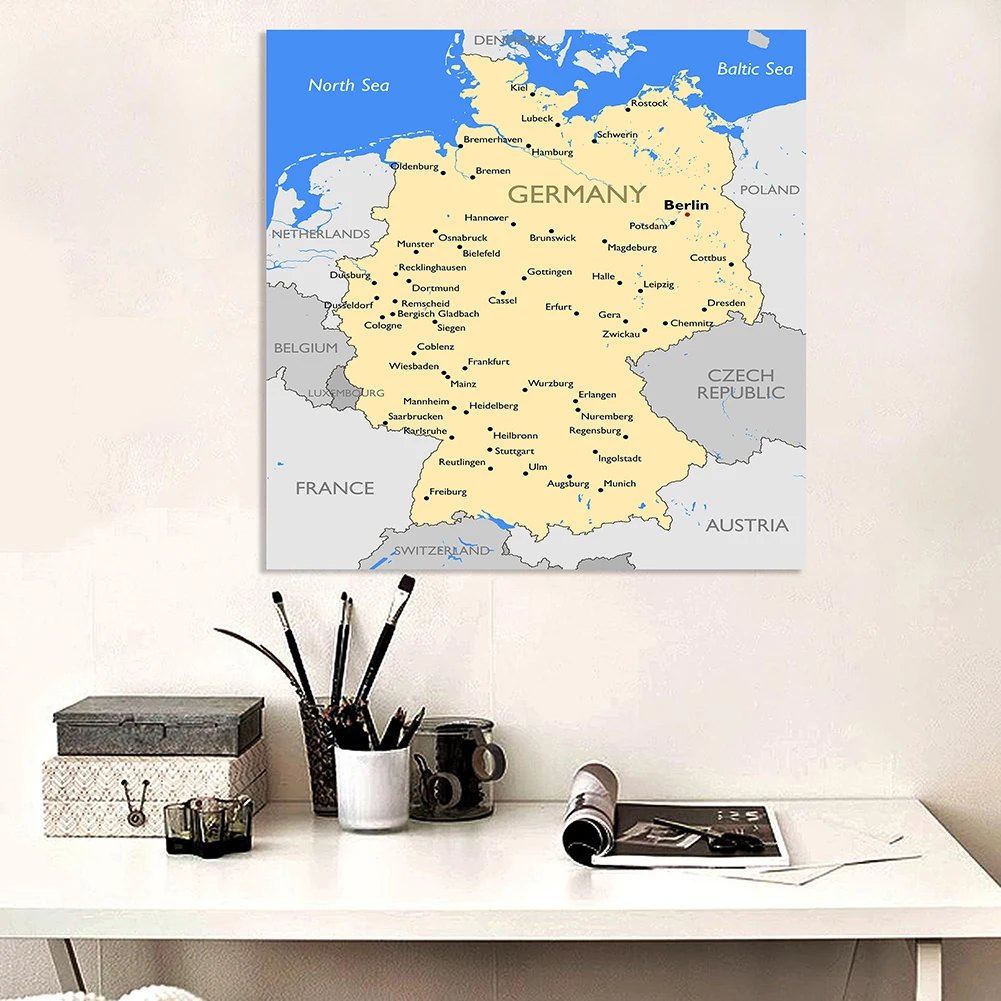 150*150 cm Political Map of The Germany Large Wall Poster Vinyl  Canvas Painting Classroom Home Decoration School Supplies