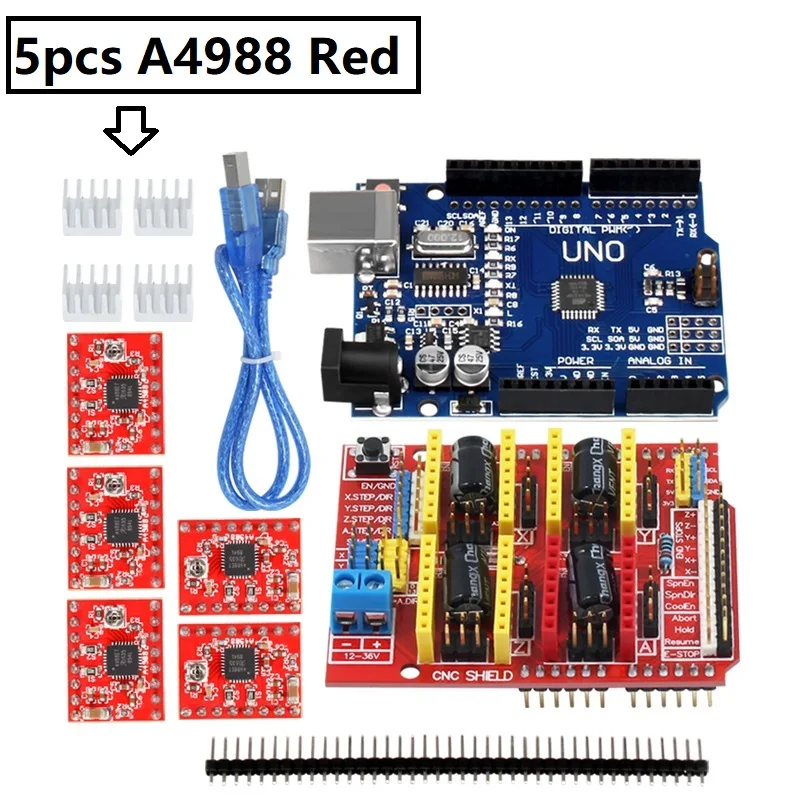 RAMPS Laser Engraving Machine Kit With A4988 DRV8825 Driver CNC Shield V4 V3 UNO R3 For Arduino 3D Printer Expansion Board