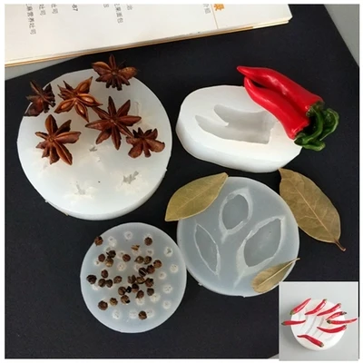 Mold Silicone Star anise aniseed peppercorn leaf chili Silicone Fondant Mold Hot pot Chocolate Decoration Clay Resin Molds