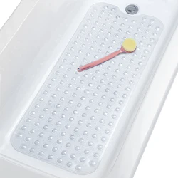 Non-slip Bath Mat Rectangle PVC Bathroom Mats Soft Massage Suction Cup Anti-Bacterial Shower Bath Mat for Kids Toddler Senior