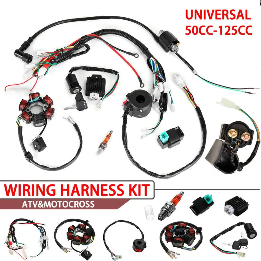 2 sets Wire Harness Suitable For GY6 50cc 125cc 150 ZJ125 Chinese Electric Start Magneto Flywheel Stator Motorcycle Ignition