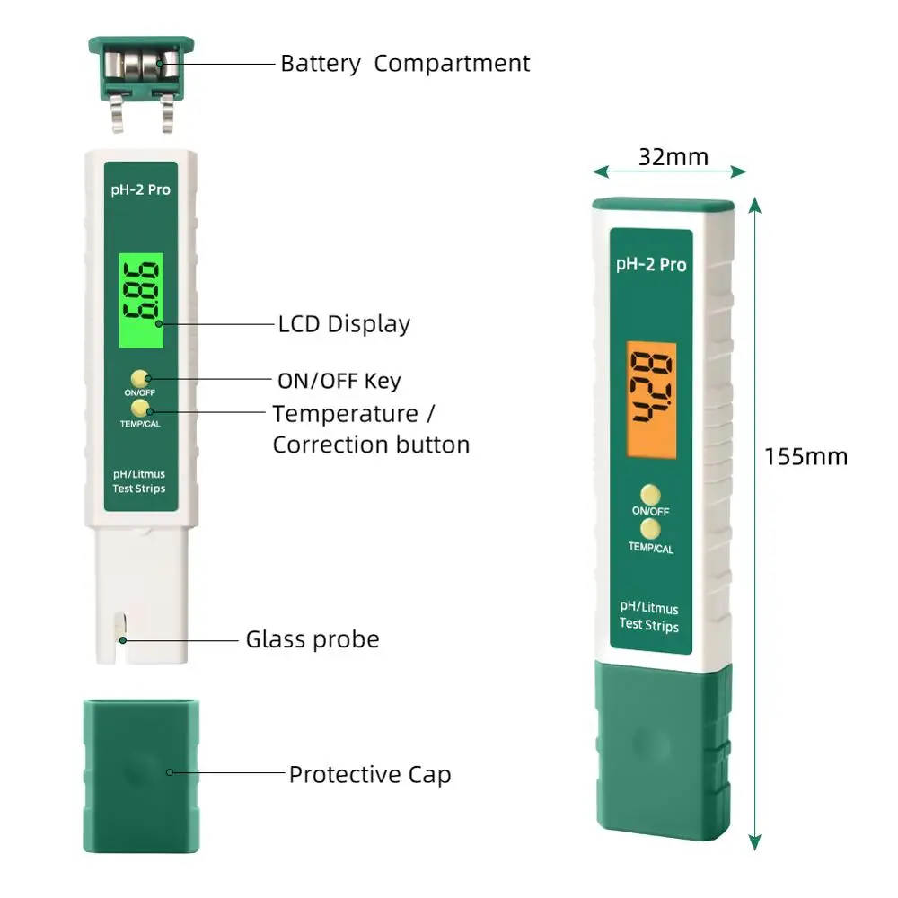 yieryi Digital PH Meter PH Tester Pen Litmus Tester 0.01 PH High Accuracy Water Quality Tester with ATC PH Test Strips Function