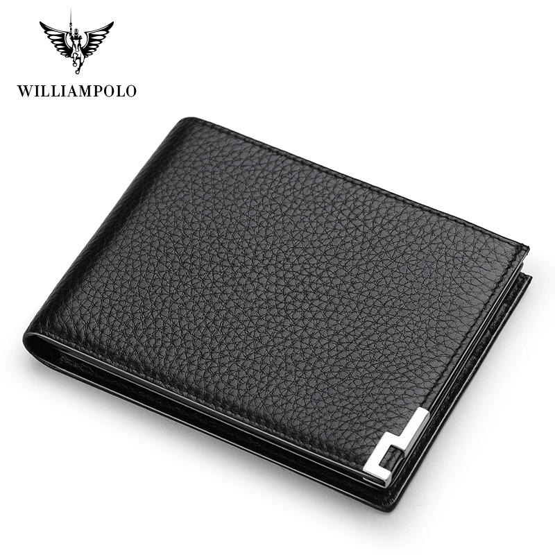 

WILLIAMPOLO Geunine Leather Wallet Men Male Small Wallet Slim Mini Perse Money Bag PL175115