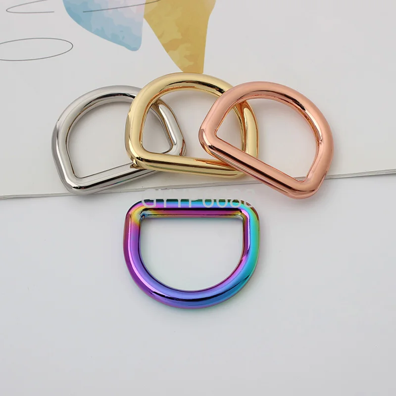 10-30-100pcs 7 colors 5.0*34*25mm 1\'\' inner rainbow rose gold closed d ring for chain purse backpack hardware