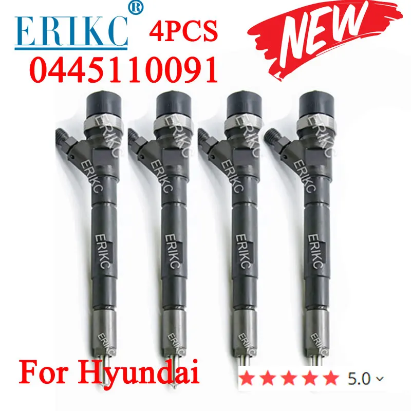 4PCS NEW 0445110091 Diesel Fuel Nozzle Injector 0445 110 091 Fuel Dispenser Injector 0 445 110 091 for HUYNDAI 33800-4A000