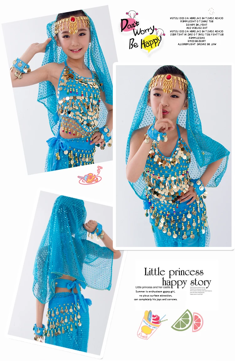 Kinder Bauchtanz Kostüme Set Orientalischer Tanz Mädchen Bauchtanz Indien Bauchtanz Kleidung Bauchtanz Kind Kinder Indisch 6 Farben – Detail 29