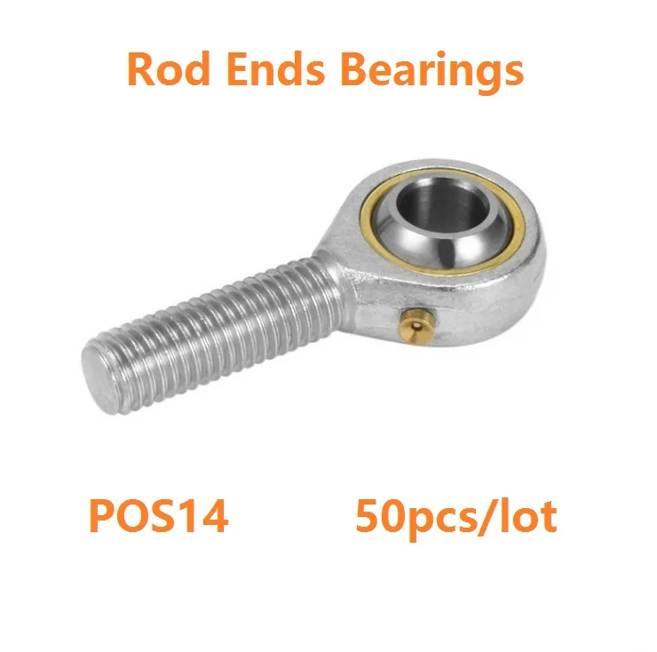 

50pcs/lot POS14 14mm Fish Eye Rod Ends Bearings right/left hand Inlaid line rod ends with male thread Spherical plain bearing