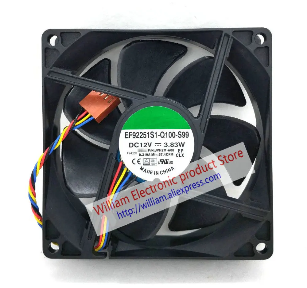 

New Original EF92251S1-Q100-S99 DC12V 3.83W JVH2M-A00 92*92*25MM 9cm Computer CPU Cooling Fan