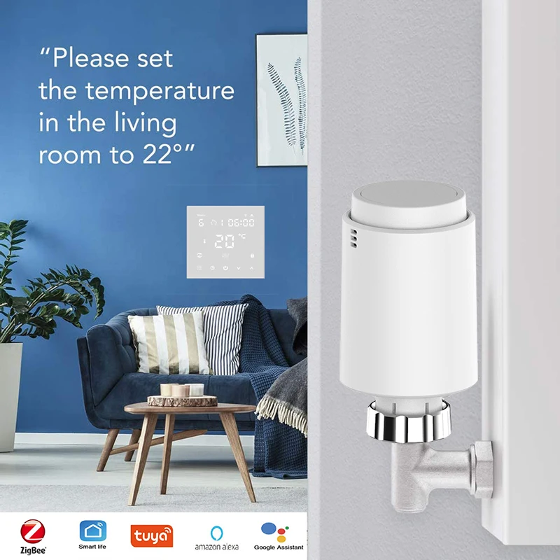 Tuya ZigBee3.0 Smart Radiator Actuator Programmable Thermostatic Radiator Valve Temperature Controller With Alexa Google Home