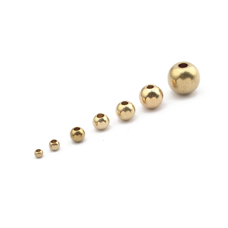 1pack 2/3/4/5/6/8mm Raw Brass Spacer Beads Ball Loose Bead for Charms Bracelets Jewelry Making Components Craft DIY