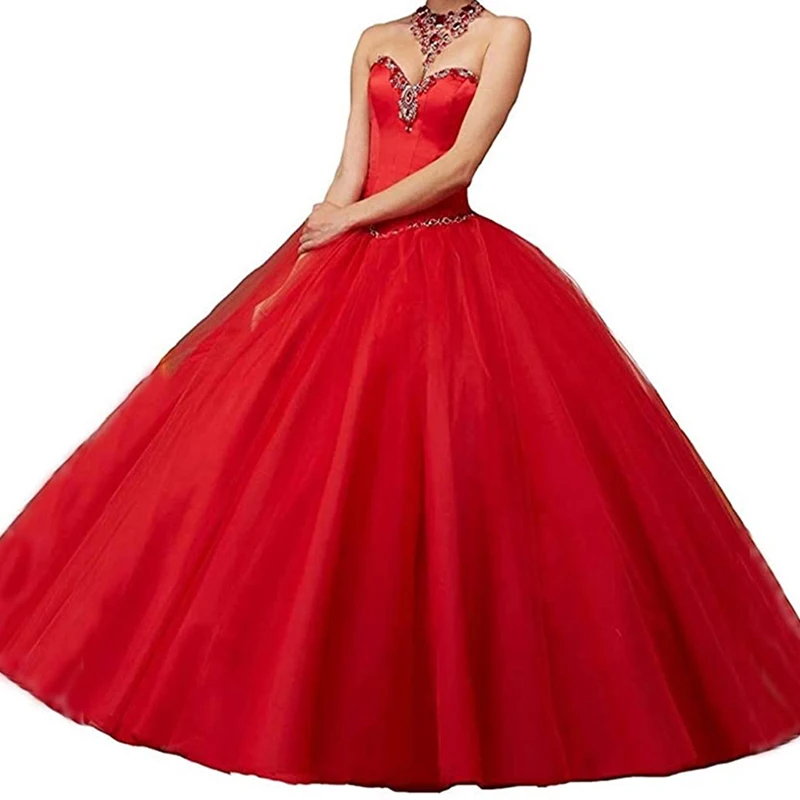 Công Chúa Hồng Voan Bầu Quinceanera Áo Satin Đính Hạt Cườm Pha Lê Vũ Hội Đầm Người Yêu Áo Cưới Đầm Vestido De Fiesta