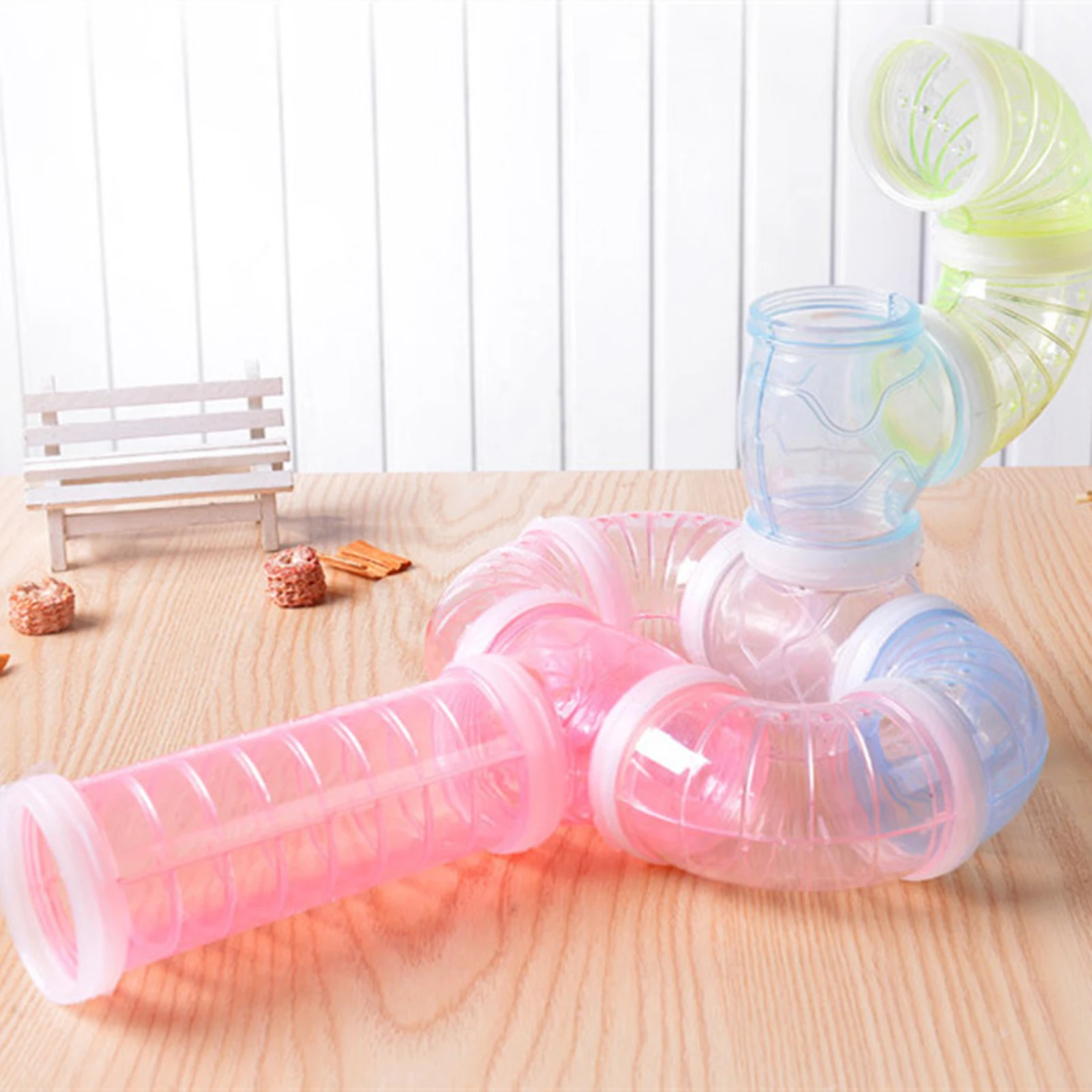 1 conjunto hamster túnel plástico tubo de treinamento jogando ferramentas espaço-saving mouse plástico túnel externo exercício brinquedo para cobaias