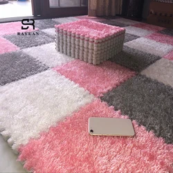 RAYUAN One Piece DIY Puzzle Mat EVA Foam Villus Shaggy Carpet Playmat Plush Warm Soft Area Rug Children Baby Play Mat 30x30CM