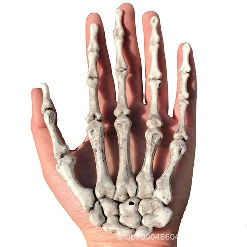 1 Pair Halloween Decoration Realistic Life Size Skeleton Hands Plastic Fake Human Hand Bone Zombie Party Terror Scary Props