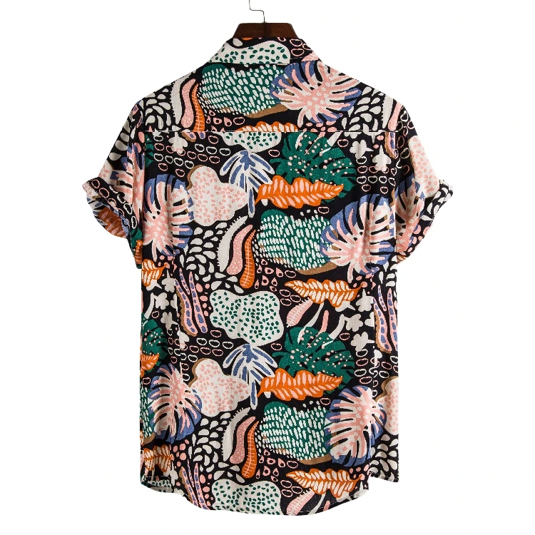 Fashion Dot Mens Hawaiian Beach Shirts 2022 Summer New Short Sleeve Floral Print Tropical Aloha Shirts Holiday Vacation Clothing