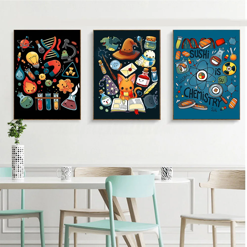 العلوم الغذاء الملصقات يطبع البيرة هي الكيمياء الرجعية شرب قماش اللوحة الحديثة جدار صور للمطبخ مطعم ديكور المنزل