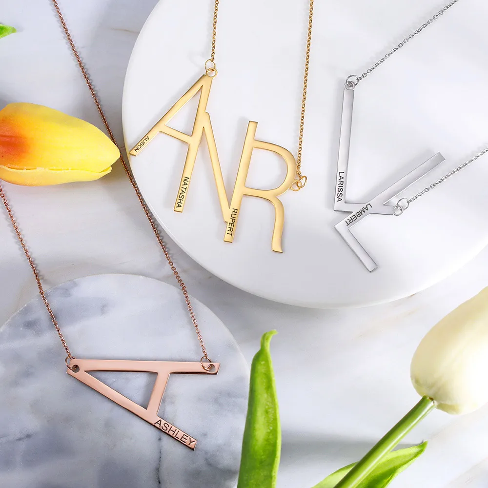 

Personalized Initial Necklace Pendant 26 Letter Alphabet Christmas Gifts Women Girl Present Bijoux Femme Jewelry Chain Elegant