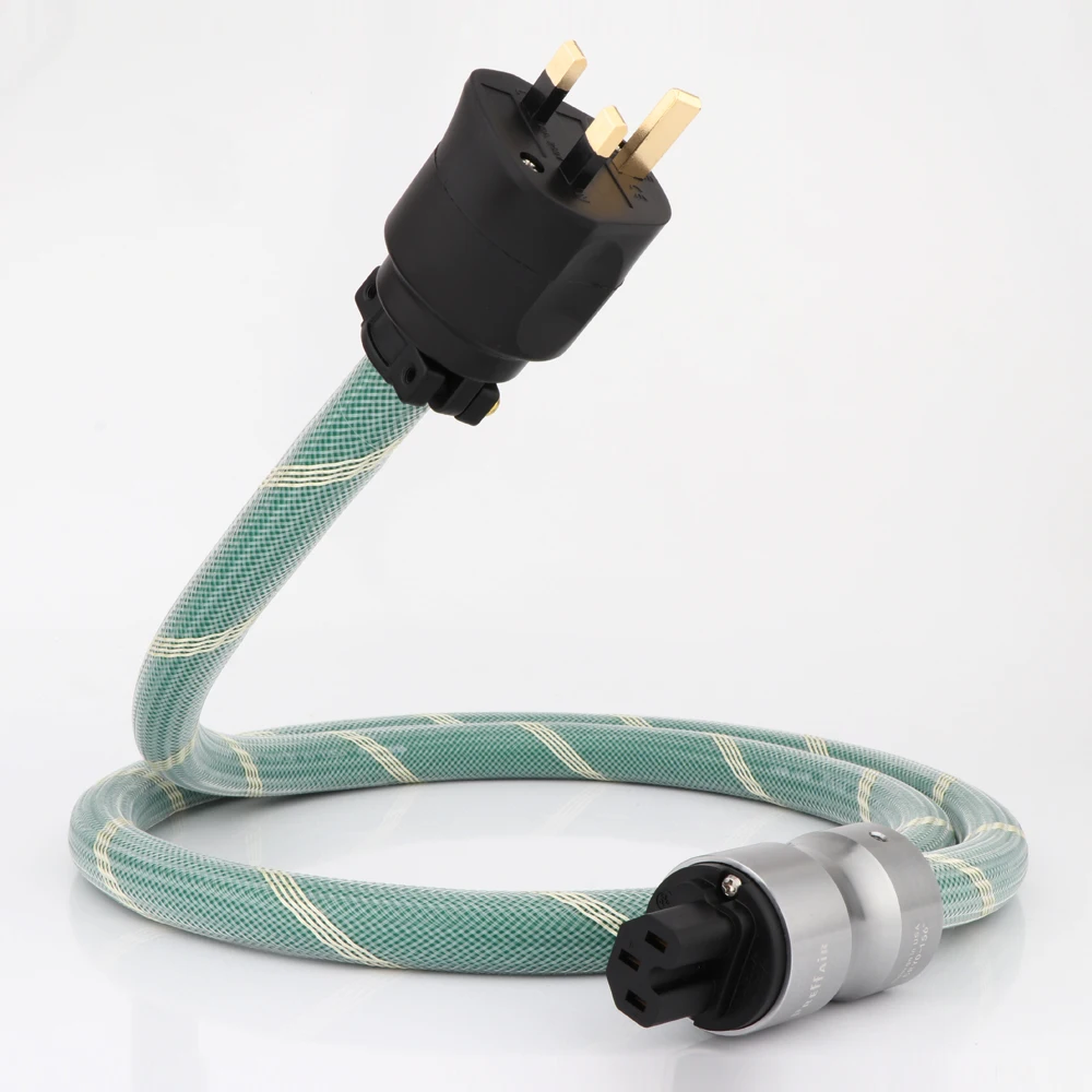 Hi-End UK Power Cable with Gold Plated UK Connector IEC c15 Mains Wire 99.998% OFC Copper Silver Plated Conductor