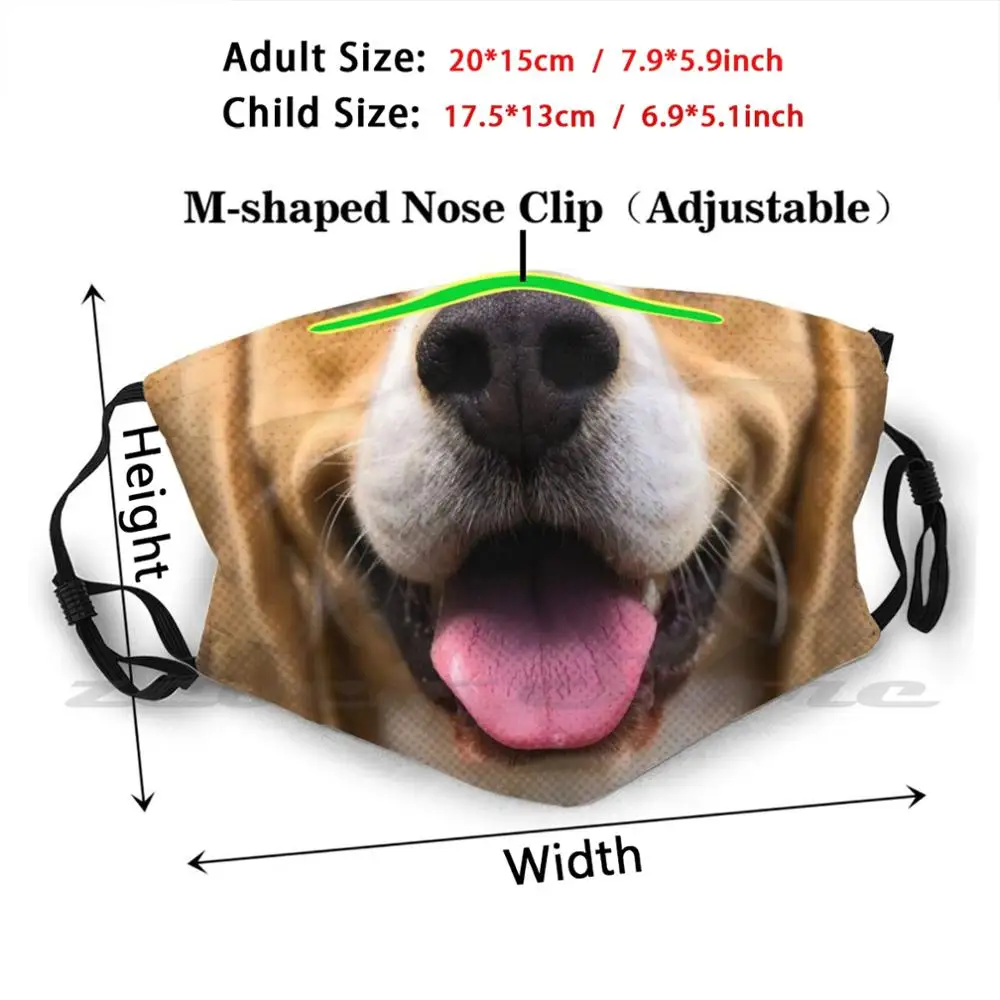 Hond Gezicht Dier Masker #2 Masker Volwassen Kind Wasbare Pm2.5 Filter Logo Creativiteit Hond Hond Hoofd Hond Gezicht Hond doggie Animal Tong