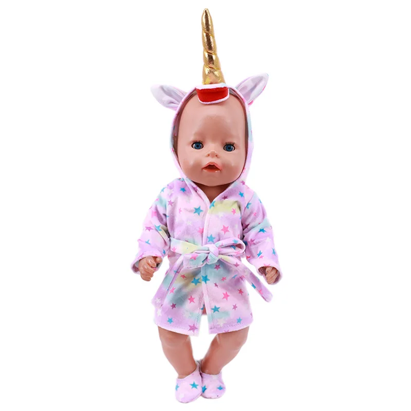 43cm Reborn New Born Baby Doll Unicorn Clothes Dress Shoes Backpack Fanny Waist Bag Cartoon Accessories 18 Inch American of girl