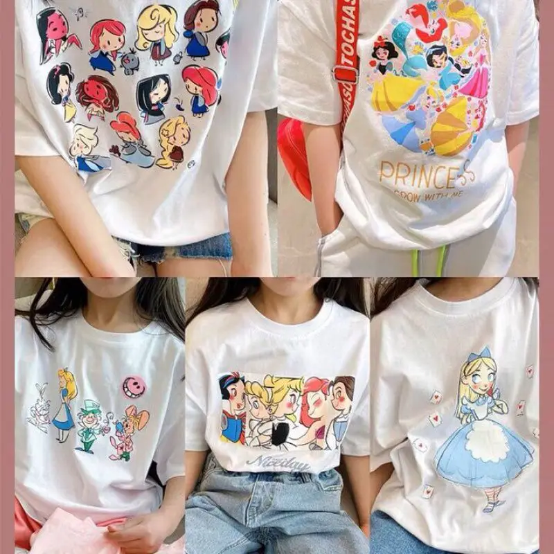 Kids Summer Clothes for Girls Cartoon Elsa Mermaid Snow White T Shirt Kawaii Clothing Princess T Shirt Girls Shirts Tees 3-12y