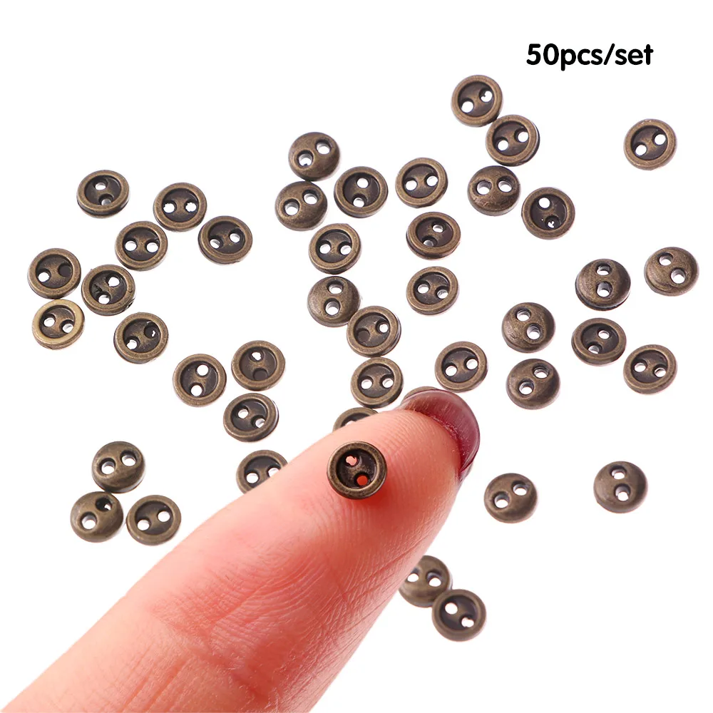 50Pcs/Lot 3/4/5/6mm Handmade Mini Metal Buttons DIY Doll Clothing Sewing Round Buttons DIY Doll Clothes Accessories