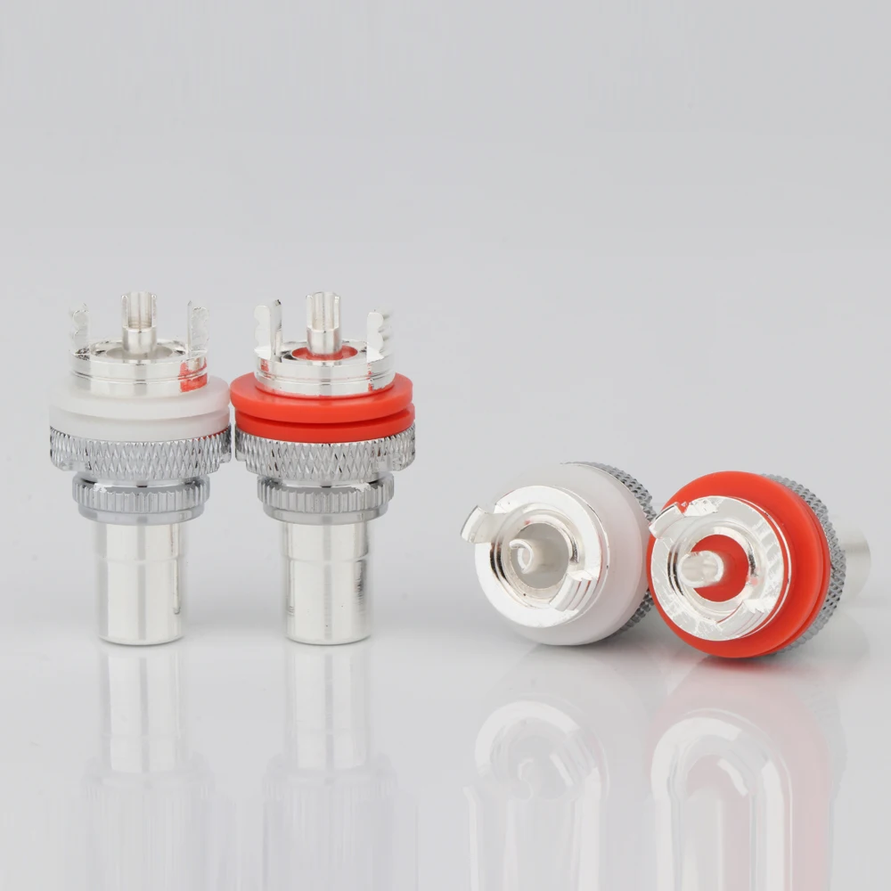 8 un adaptador de soquete fêmea para montagem de painel, montagem de quadro rca banhado a rodio prata r3007s