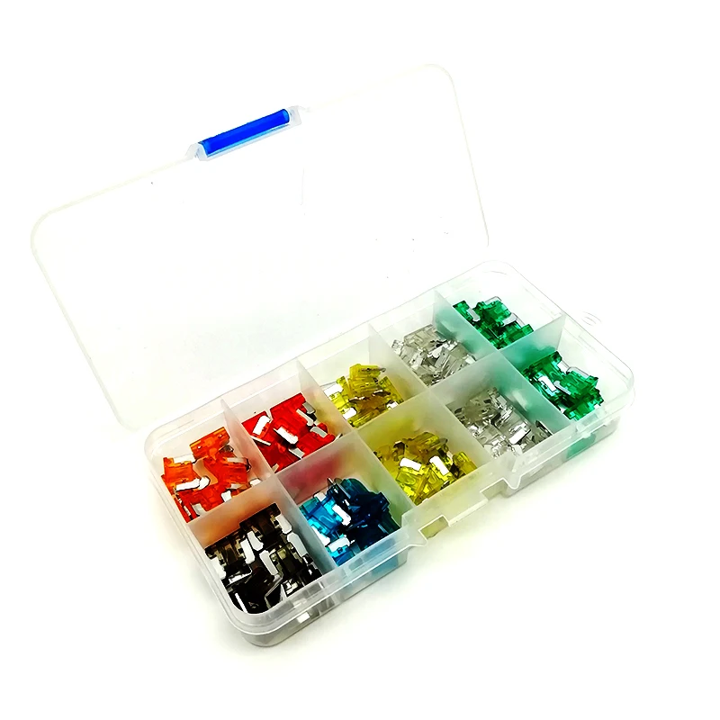 

100 Piece assorted Car Mini Low Profile Fuse Box 5,7.5,10,15,20,25,30 AMP#