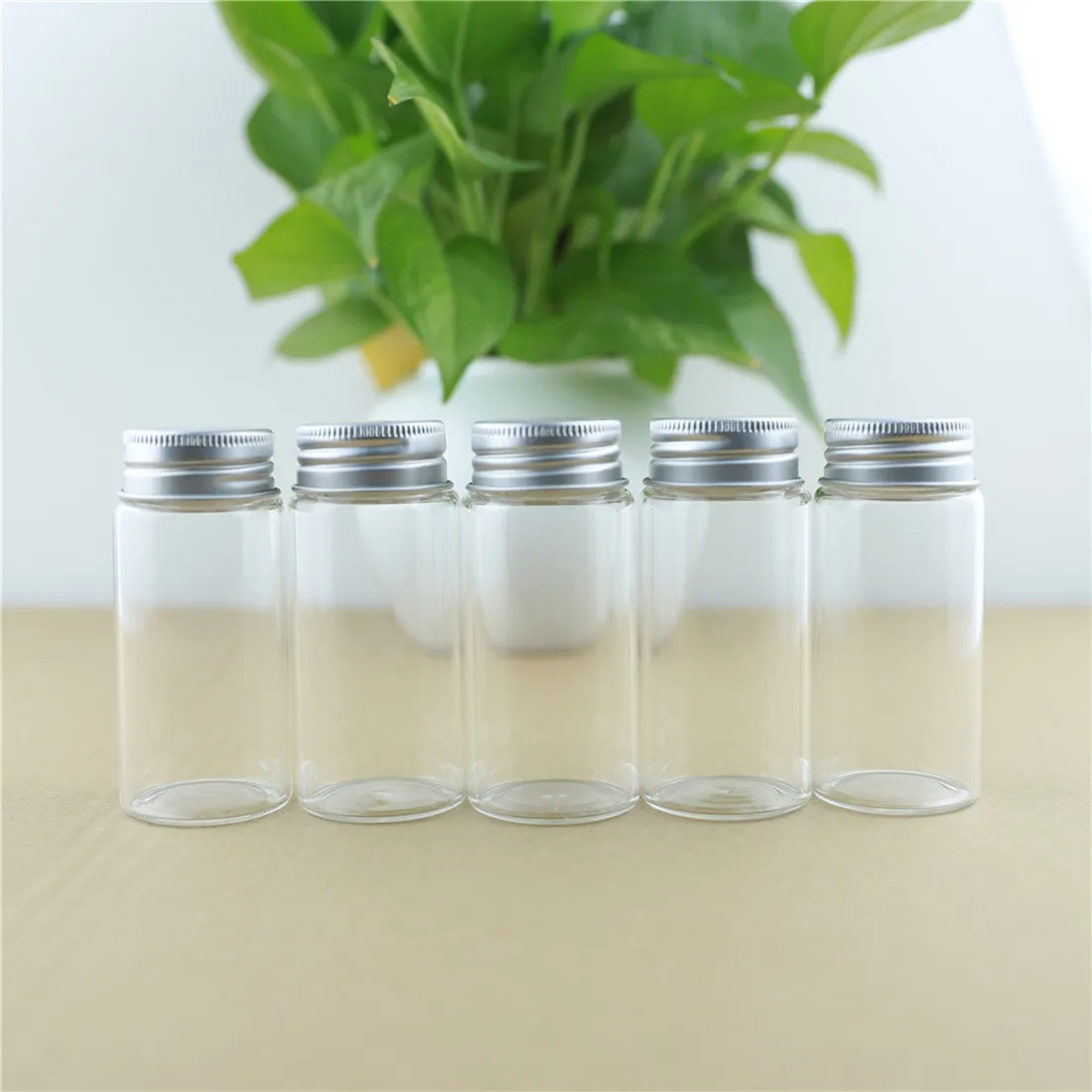 

6 Pieces 37*80mm 60ml Glass Jars Test Tube Glass Bottle Silver Screw Cap Jar Container Small DECORATIVE BOTTLES Spice Storage